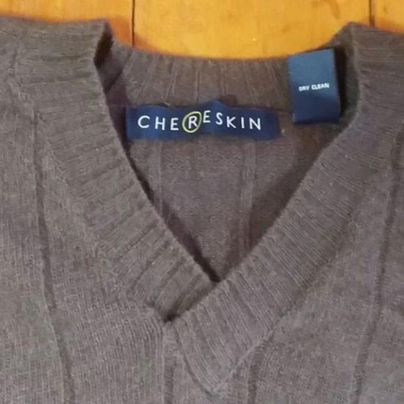 Chereskin V NECK sweater lambs wool OMBRE brown beige rustic forest MENS L LARGE - Picture 3 of 8